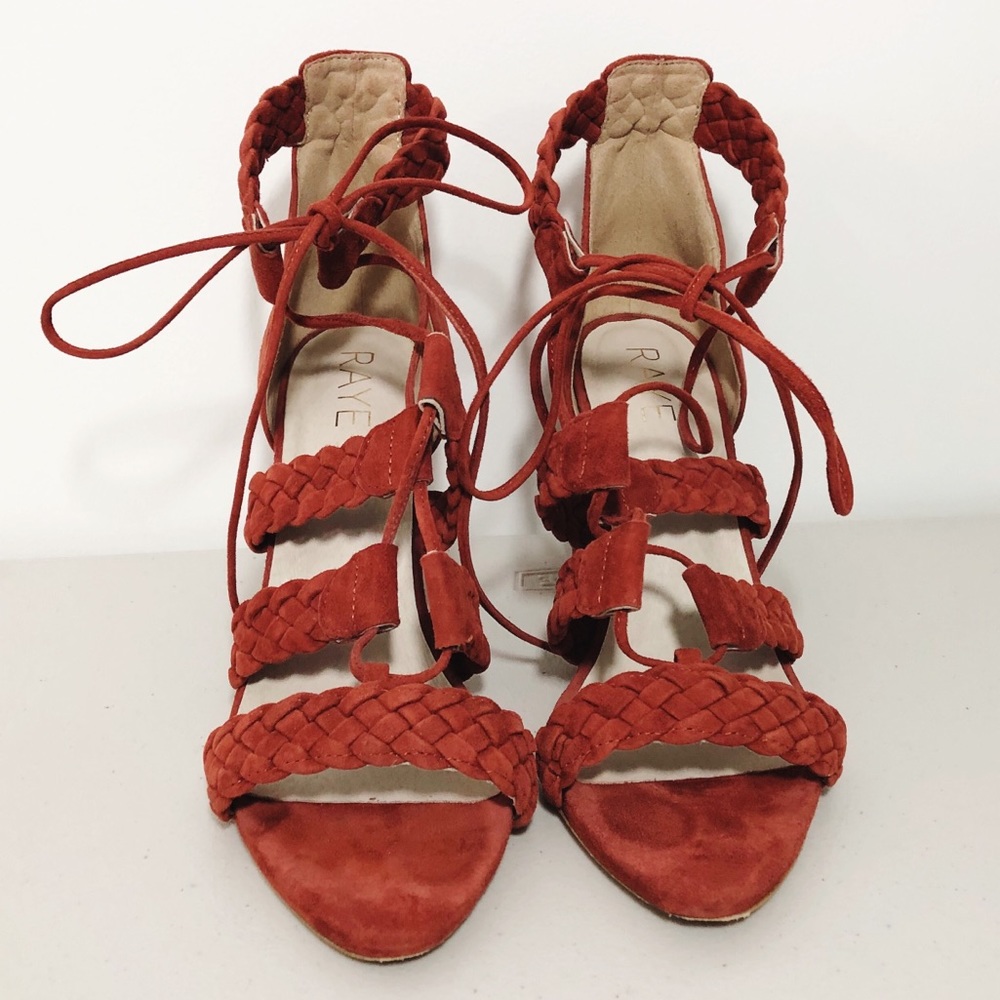 Revolve RAYE Libby Heels Suede Woven Strap Size 7.5 - Picture 2 of 11